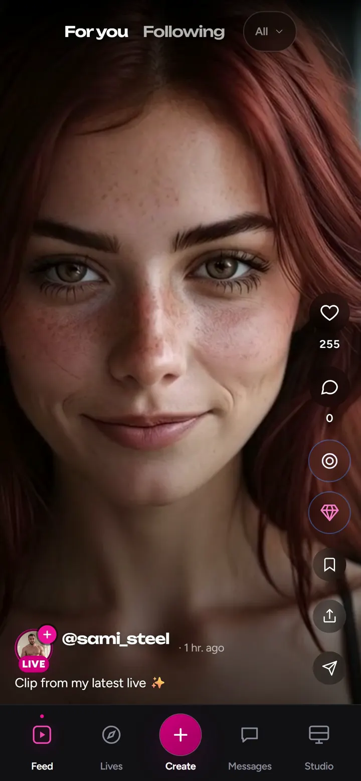 Real screenshot of Bonny's vertical discovery feed