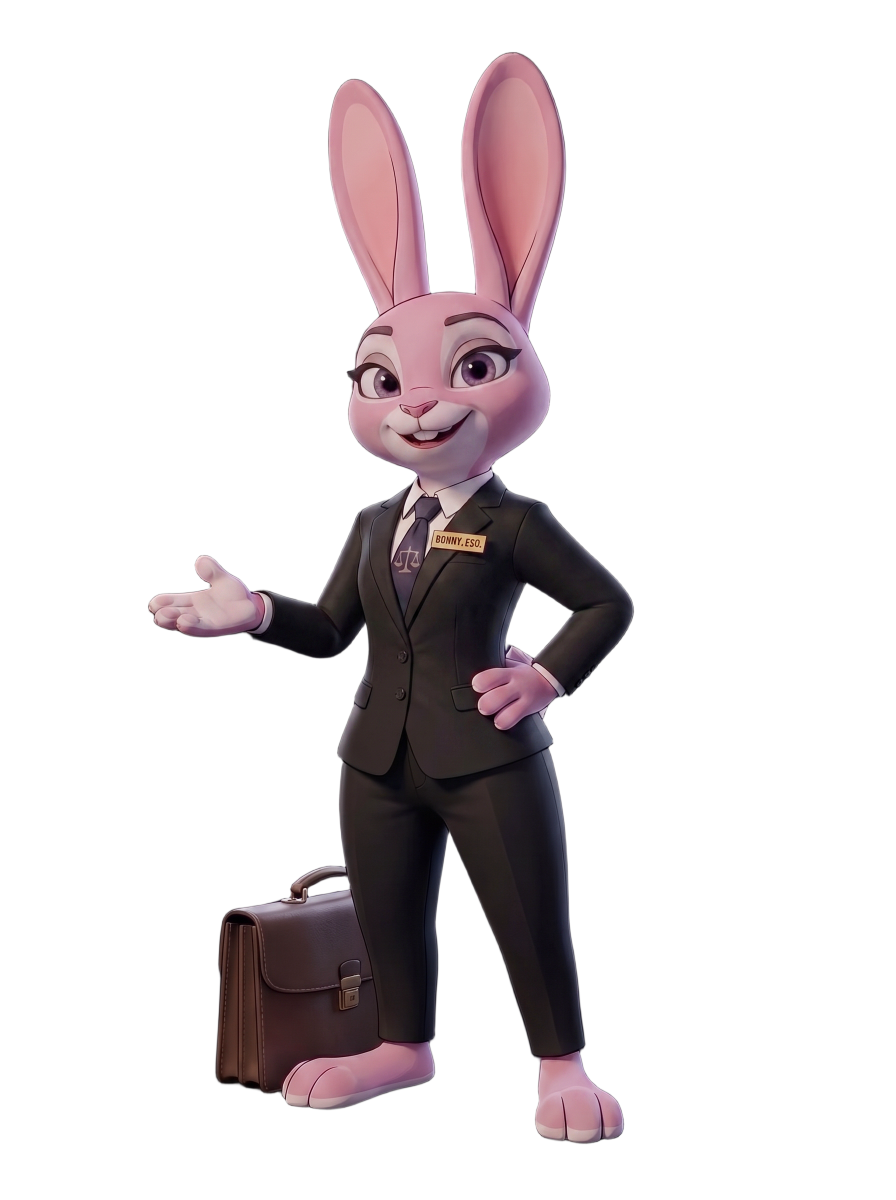 Bonny dressed as a lawyer, wearing a robe
